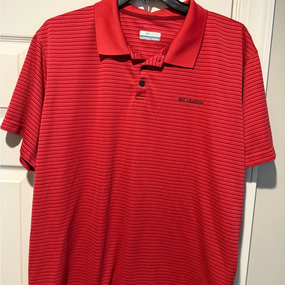Columbia Red Striped Performance Polo